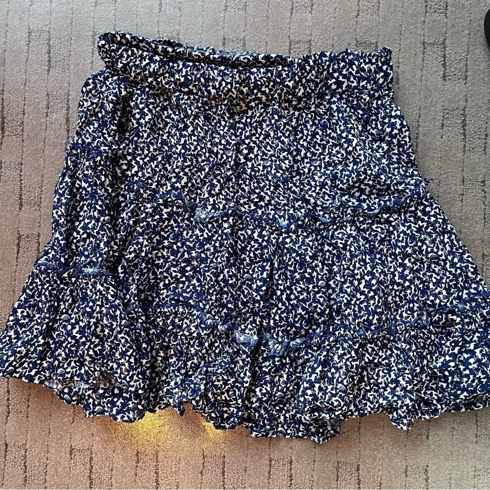 Cynthia Rowley Black & White Ruffled Tiered Mini Skirt | Elastic Waist Skater St
